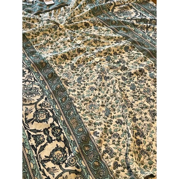 Soft Surroundings Top Women Size Medium Pullover‎ Tunic Henley Floral Roll Tab - Picture 3 of 13